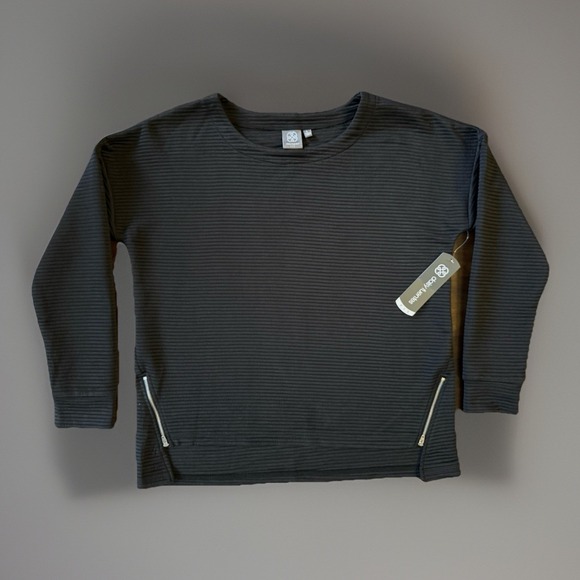 Daisy Fuentes Tops - NWT Daisy Fuentes Fit Ribbed Pullover With Side Zippers Black Womens Large